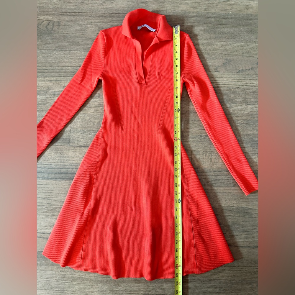 Zara Knit Skater Dress-Size Medium-Orange - Picture 7 of 8